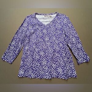 Chicos Purple Polka Dot Women's Top. Like New V Neck.